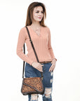 American Darling Adbga587 Cross Body I Hand Tooled Genuine Leather Women Bag Western Handbag Purse