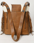 American Darling Messenger Bag Western Hair-On Cowhide Genuine Leather Handcrafted Purse with Fringes and Turquoise Stone