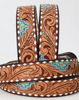 American Darling Hand Tooled Carved Unisex Genuine American Leather Belt Brown
