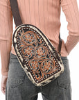 American Darling Sling Beautifully Hand Tooled Hair On Genuine Leather Women Bag Western Handbag Purse |