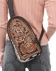 ADBGA593C Sling Hand Tooled Genuine Leather Women Bag Western Handbag Purse
