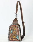 American Darling Sling Beautifully Hand Tooled Hair-On Genuine Leather women bag western handbag purse