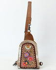 American Darling Sling Beautifully Hand Tooled Hair-On Genuine Leather women bag western handbag purse