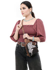 American Darling Sling Hair-On Crocodile embossed Genuine Leather women bag western handbag purse