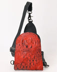 American Darling Sling Hair-On Crocodile embossed Genuine Leather women bag western handbag purse