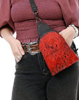 American Darling Sling Hair-On Crocodile embossed Genuine Leather women bag western handbag purse