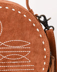 American Darling Canteen Genuine Suede Leather Women Bag Western Handbag Purse
