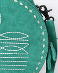 American Darling Canteen Genuine Suede Leather Women Bag Western Handbag Purse