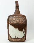 American Darling Sling Beautifully Hand Tooled Hair-On Genuine Leather women bag western handbag purse