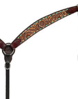 BAR H EQUINE Western Handtooled Leather Horse Headstall & Breast Collar Set