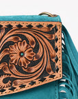 American Darling Hand Curved & Suede Bag Genuine Leather Crossbody Bag