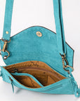 American Darling Hand Curved & Suede Bag Genuine Leather Crossbody Bag