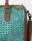 American Darling Western Leather Crocodile Embossed Speedy Bag | Premium Genuine Leather Travel Duffel Bag