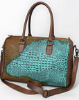American Darling Western Leather Crocodile Embossed Speedy Bag | Premium Genuine Leather Travel Duffel Bag
