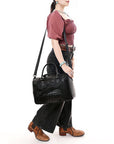 American Darling Western Leather Crocodile Embossed Speedy Bag | Premium Genuine Leather Travel Duffel Bag