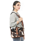 American Darling Hand Tooled Hair On Genuine Suede Leather Clutch Bag | Tooled Travel Jewelry Case
