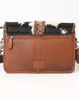 American Darling Hand Tooled Hair On Genuine Suede Leather Clutch Bag | Tooled Travel Jewelry Case