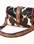 American Darling Hand Tooled Hair On Genuine Suede Leather Clutch Bag | Tooled Travel Jewelry Case