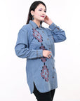 ADDR017 Denim Women shirt Jacket Dress Tunic Ladies Girl Top