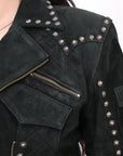 ADJKTLTR11 Genuine Suede leather Women shirt jacket dress ladies girl