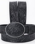 AMERICAN DARLING Beautifully Hand Tooled American Leather Unisex Belt Black