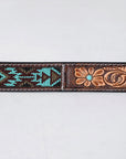 AMERICAN DARLING Beautifully Handtooled American Leather Unisex Belt Beeded