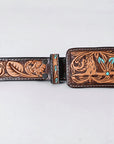 AMERICAN DARLING Beautifully Handtooled American Leather Unisex Belt Beeded
