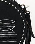 American Darling Canteen Genuine Suede Leather Women Bag Western Handbag Purse