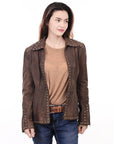 ADJKTLTR04 Genuine Vintage leather Women shirt jacket dress ladies girl