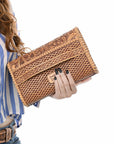 Clutch Beautifully Hand Tooled Genuine Leather women bag western handbag purse
