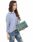Clutch Beautifully Hand Tooled Genuine Leather women bag western handbag purse