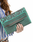 Clutch Beautifully Hand Tooled Genuine Leather women bag western handbag purse