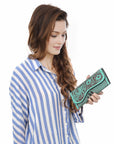Clutch Beautifully Hand Tooled Genuine Leather women bag western handbag purse