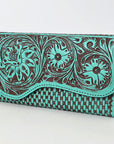 Clutch Beautifully Hand Tooled Genuine Leather women bag western handbag purse