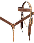BAR H EQUINE Western Handtooled Leather Horse Headstall & Breast Collar Set