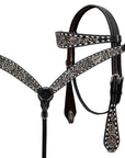 BAR H EQUINE Western Handtooled Leather Horse Headstall & Breast Collar Set