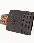 BAR H EQUINE Hand-Tooled Genuine Leather Money Clip Wallet Floral Carved | Western Style Card & Cash Holder