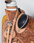 Ranch Roping Saddle Hand-Tooled Tan Leather