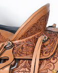 Ranch Roping Saddle Hand-Tooled Tan Leather