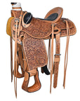 Ranch Roping Saddle Hand-Tooled Tan Leather