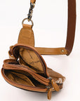 American Darling Hand Curved & Hair On Genuine Leather Sling Bag | Curved Travel Jewelry Case