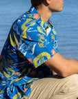 Waikiki Inspired Mid Century Surf Shirt In Ocean Blue Lightweight Breathable EverydayPerformance