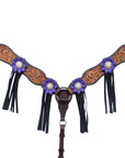 Bar H Equine American Leather Horse Saddle Tack One Ear Headstall | Breast Collar | Browband Headstall | Wither Strap | Tack Set for Horses BER113