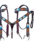 Bar H Equine American Leather Horse Saddle Tack One Ear Headstall | Breast Collar | Browband Headstall | Wither Strap | Tack Set for Horses BER117