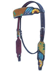 Bar H Equine American Leather Horse Saddle Tack One Ear Headstall | Breast Collar | Browband Headstall | Wither Strap | Tack Set for Horses BER118