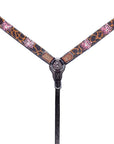 Bar H Equine Premium Hand Tooled Leather Wither Strap Breast Collar Stainless Steel Hardware Brown