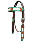 Bar H Equine Premium Hand Tooled Leather Stainless Steel Hardware Breast Collar Brown