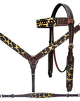 Bar H Equine Premium Hand Tooled Leather Stainless Steel Hardware Breast Collar Brown