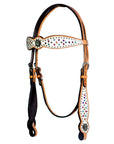 Bar H Equine Western Horse Pinwheel Genuine American Leather Breast Collar Headstall Tack Set