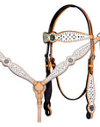 Bar H Equine Western Horse Pinwheel Genuine American Leather Breast Collar Headstall Tack Set